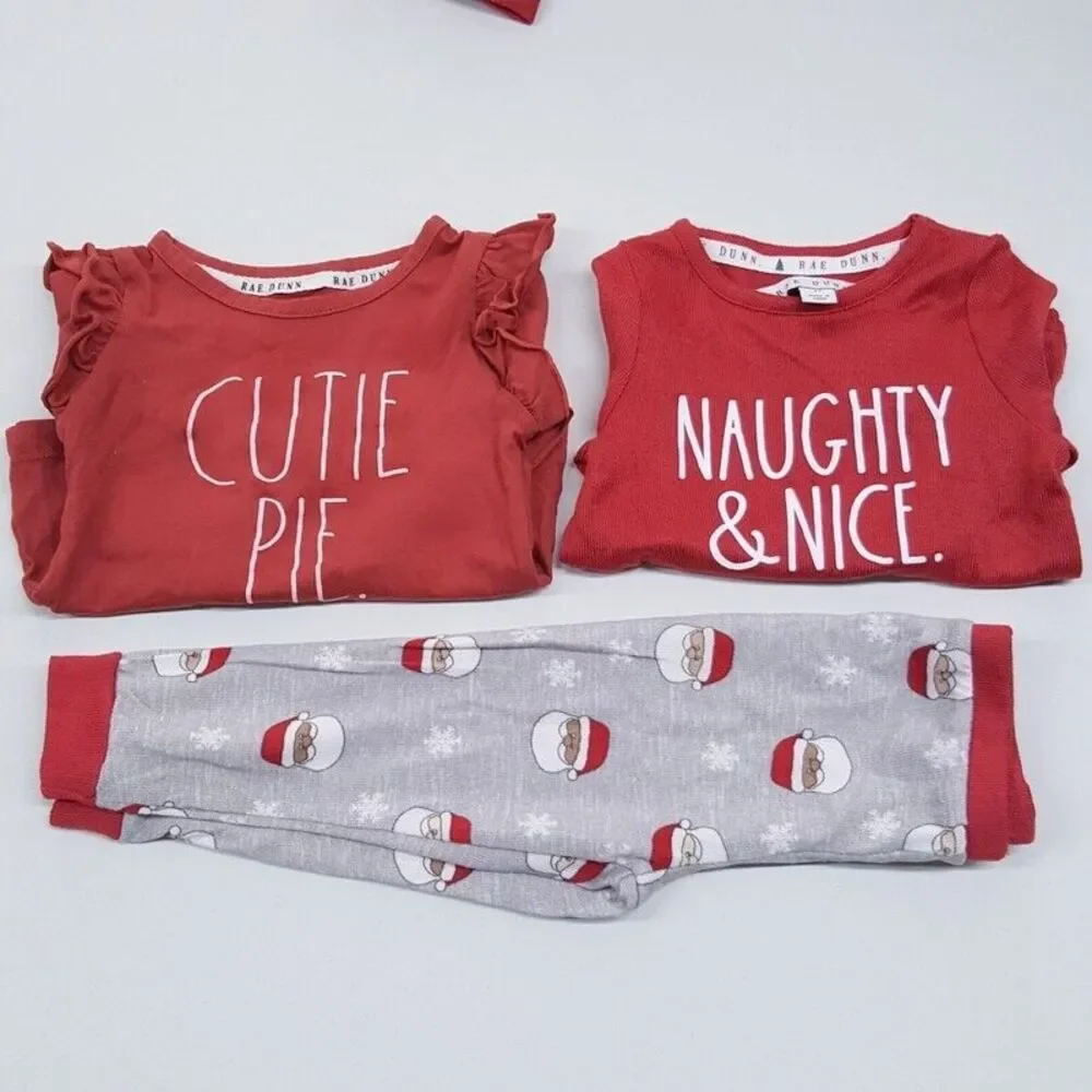 RAE DUNN Toddler Girls 2T Red Shirt Leggings Pajamas Christmas Holiday Santa